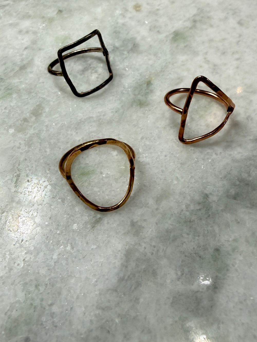 Minimal Geometric Open Ring Trio in Rose Gold - Women's Fashion Jewelry